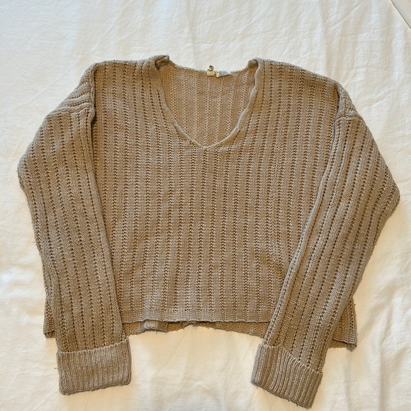 Crop Sweater Top Neutral Color | Tillys - Picture 1 of 1